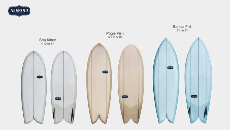 Types of Almond Fish Surfboards